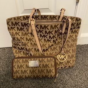 Authentic Michael Kors tote and wallet